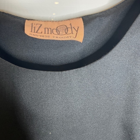 Vintage 80s drop waist shift dress plus sz 16 goth flapper - Picture 5 of 9